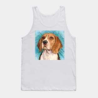 Beagle Painting with Turquoise Background Tank Top